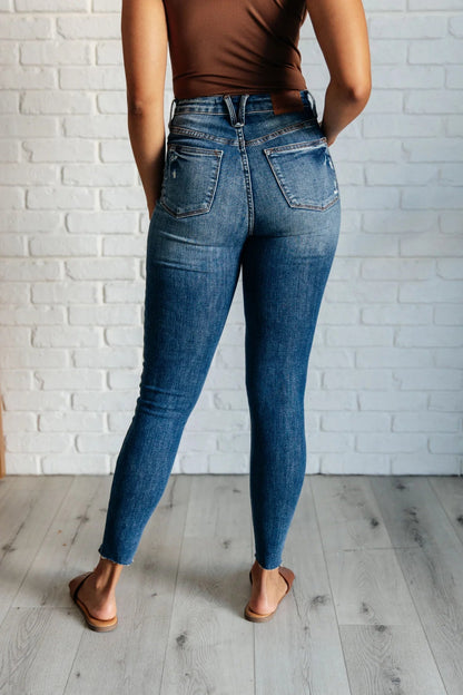 Alba High Rise Tummy Control Vintage Wash Distressed Skinny Jeans - Driftwood Boutique