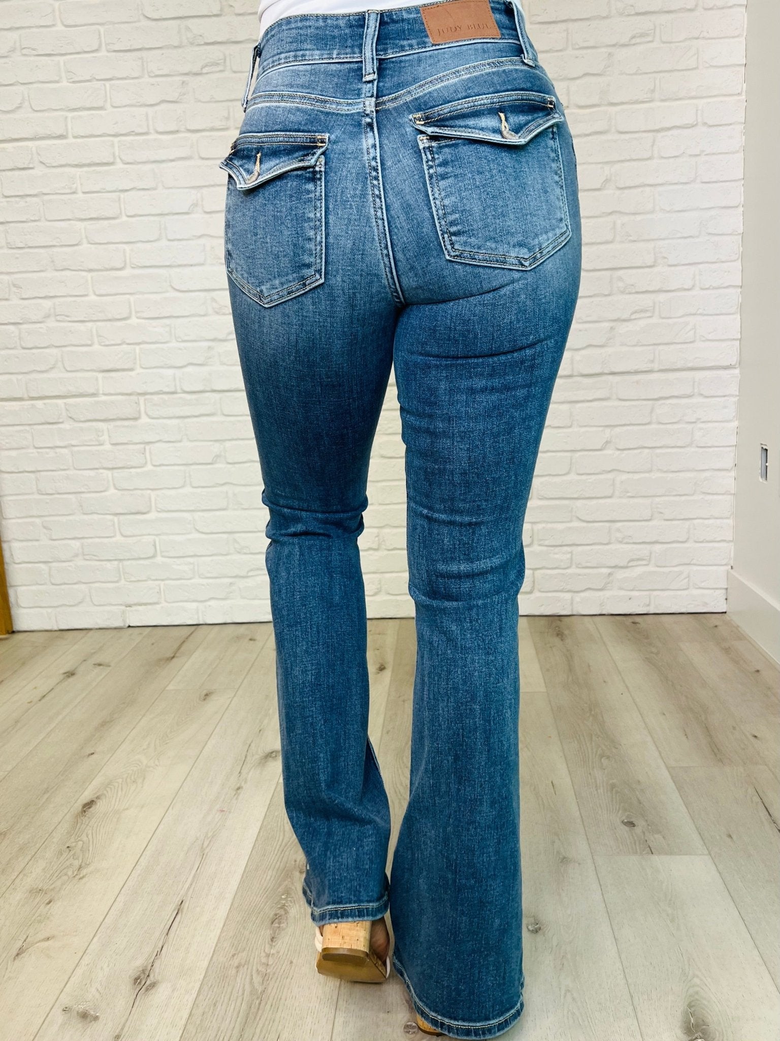 Ariana High Rise Double Button Waistband Flare Jeans - Driftwood Boutique