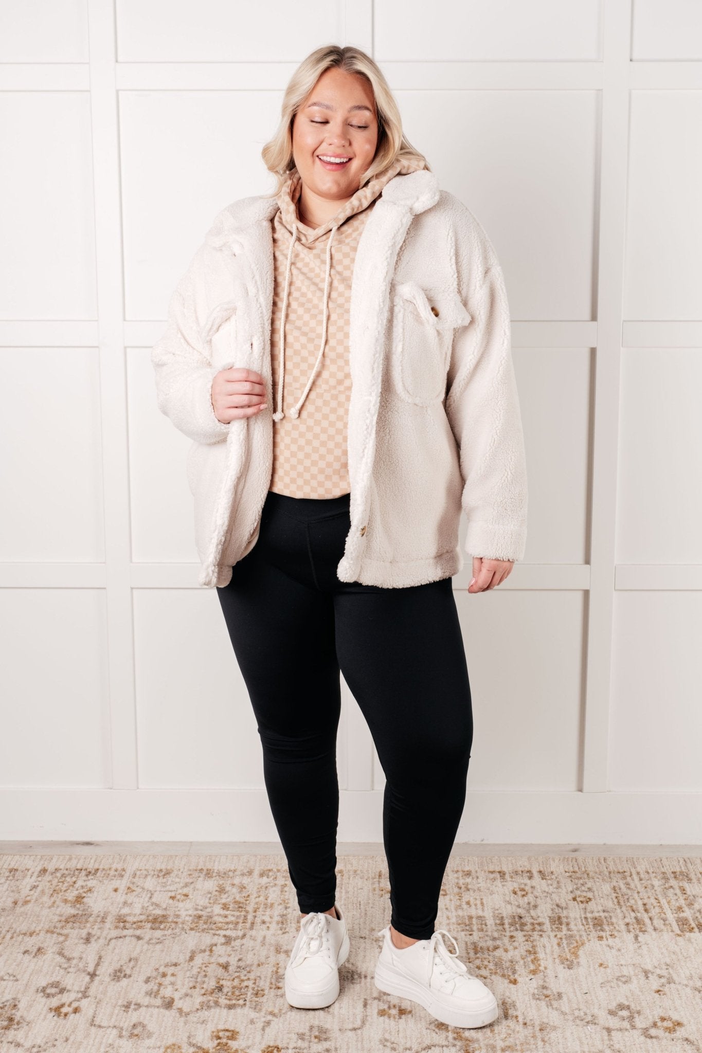 Ask Me Out Checkered Hoodie in Khaki - Driftwood Boutique