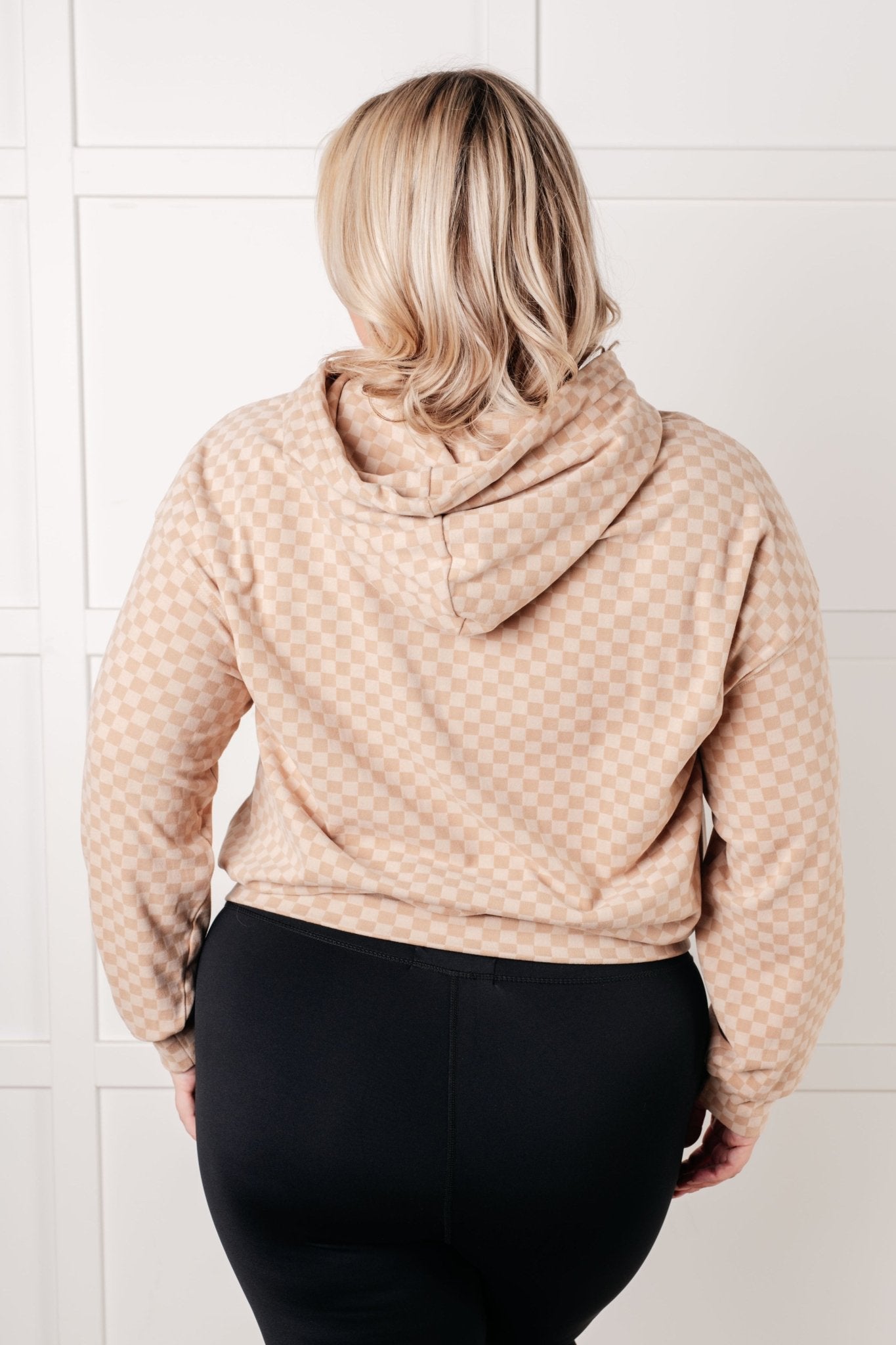 Ask Me Out Checkered Hoodie in Khaki - Driftwood Boutique