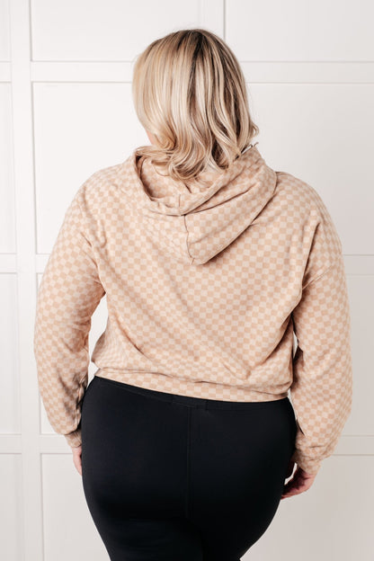 Ask Me Out Checkered Hoodie in Khaki - Driftwood Boutique