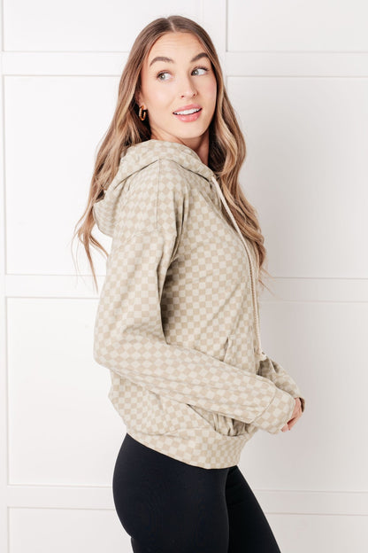 Ask Me Out Checkered Hoodie in Sage - Driftwood Boutique