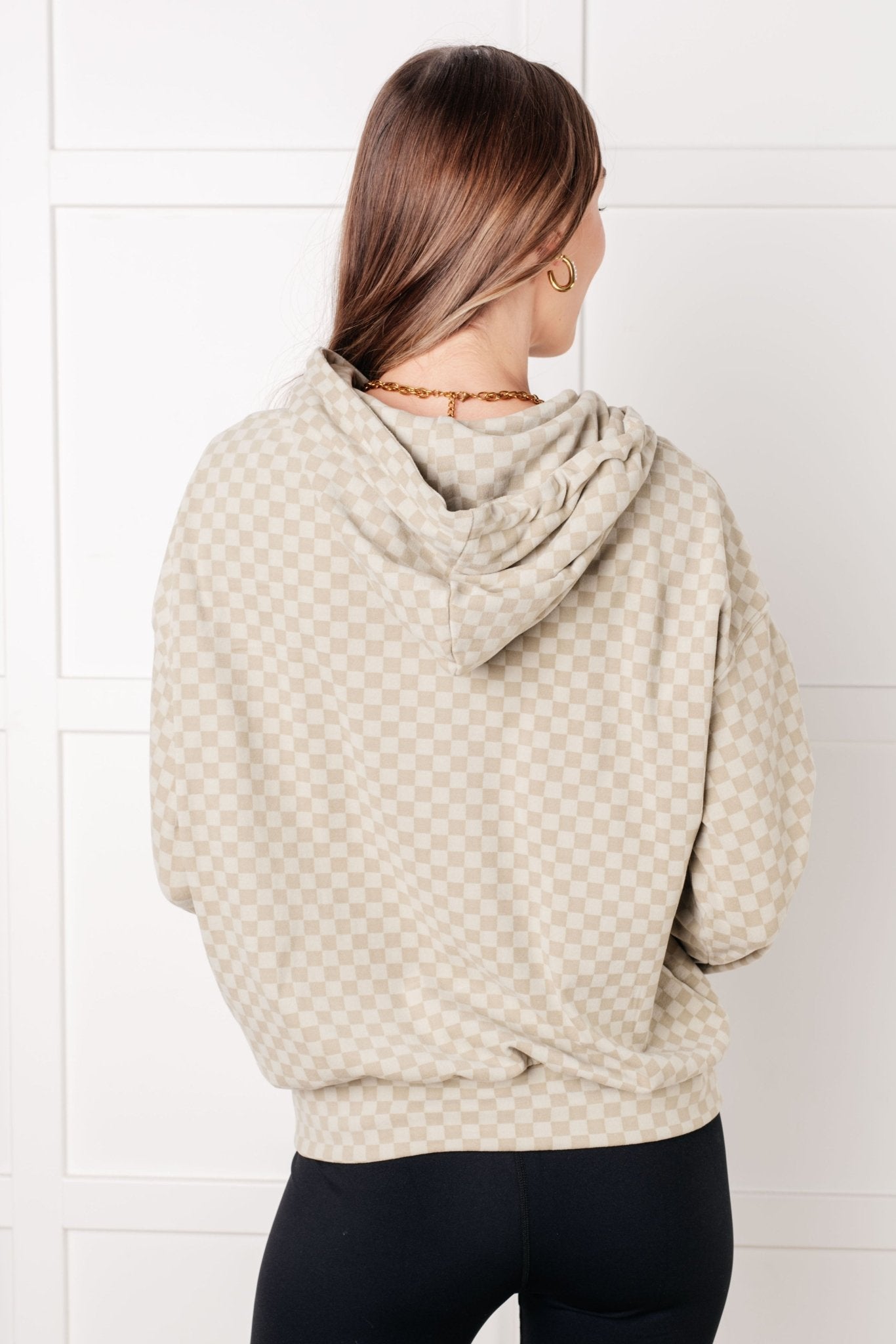 Ask Me Out Checkered Hoodie in Sage - Driftwood Boutique