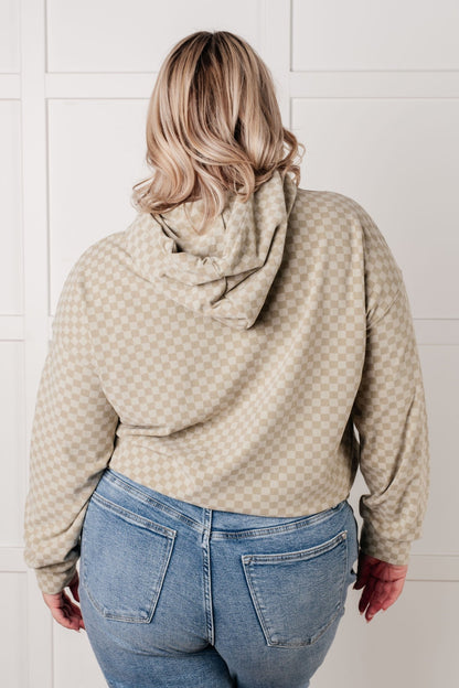 Ask Me Out Checkered Hoodie in Sage - Driftwood Boutique