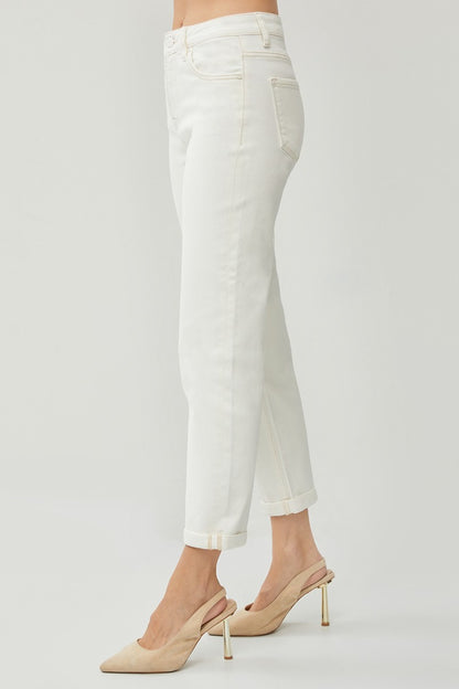 Rayanne High Rise Rolled Hem Cropped Straight Jeans