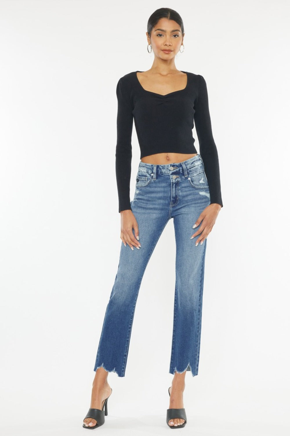 Connie High Rise Wide Waistband Slim Straight Jeans