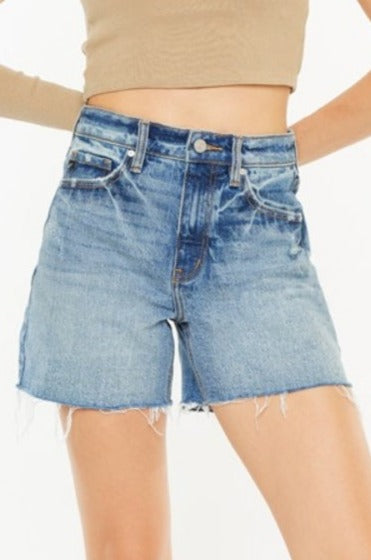 Del Mar High Rise Raw Hem Denim Shorts