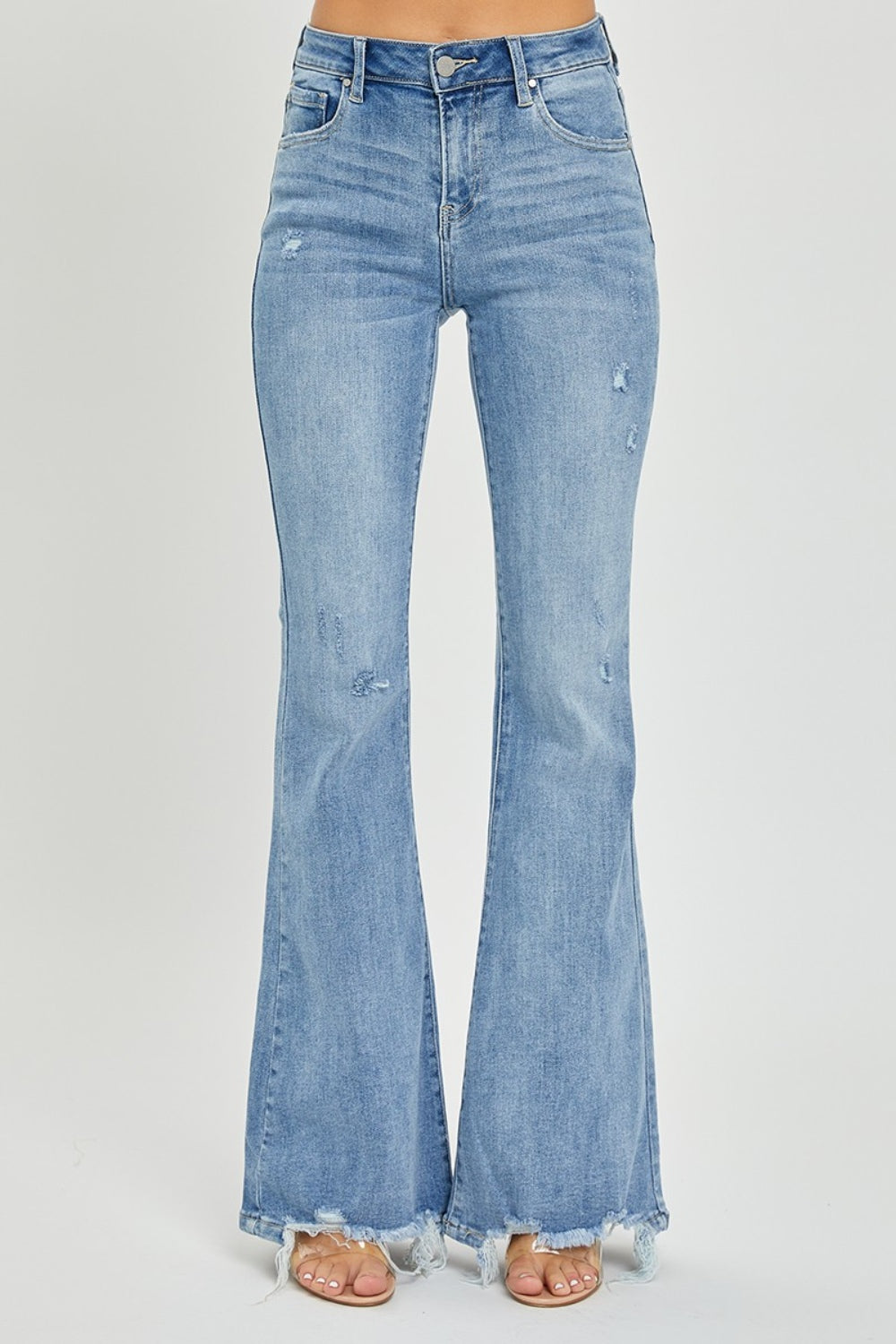 Savannah High Rise Frayed Hem Flare Jeans