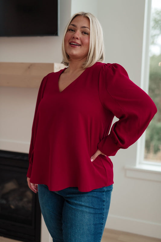 Back in Business V - Neck Blouse - Driftwood Boutique