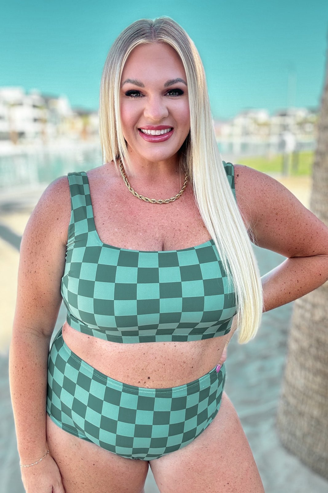 Bali Checkered High Waisted Swim Bottoms - Driftwood Boutique
