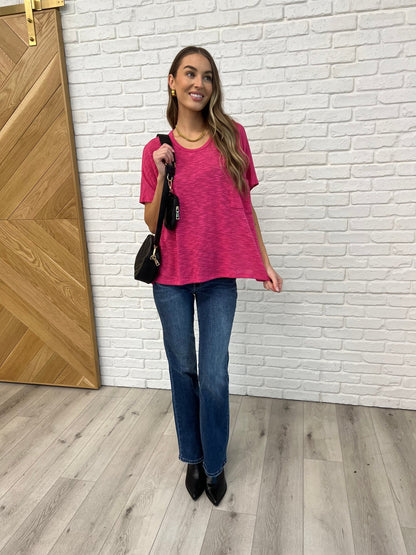 Basically Flowing Dolman Sleeve Top in Hot Pink - Driftwood Boutique