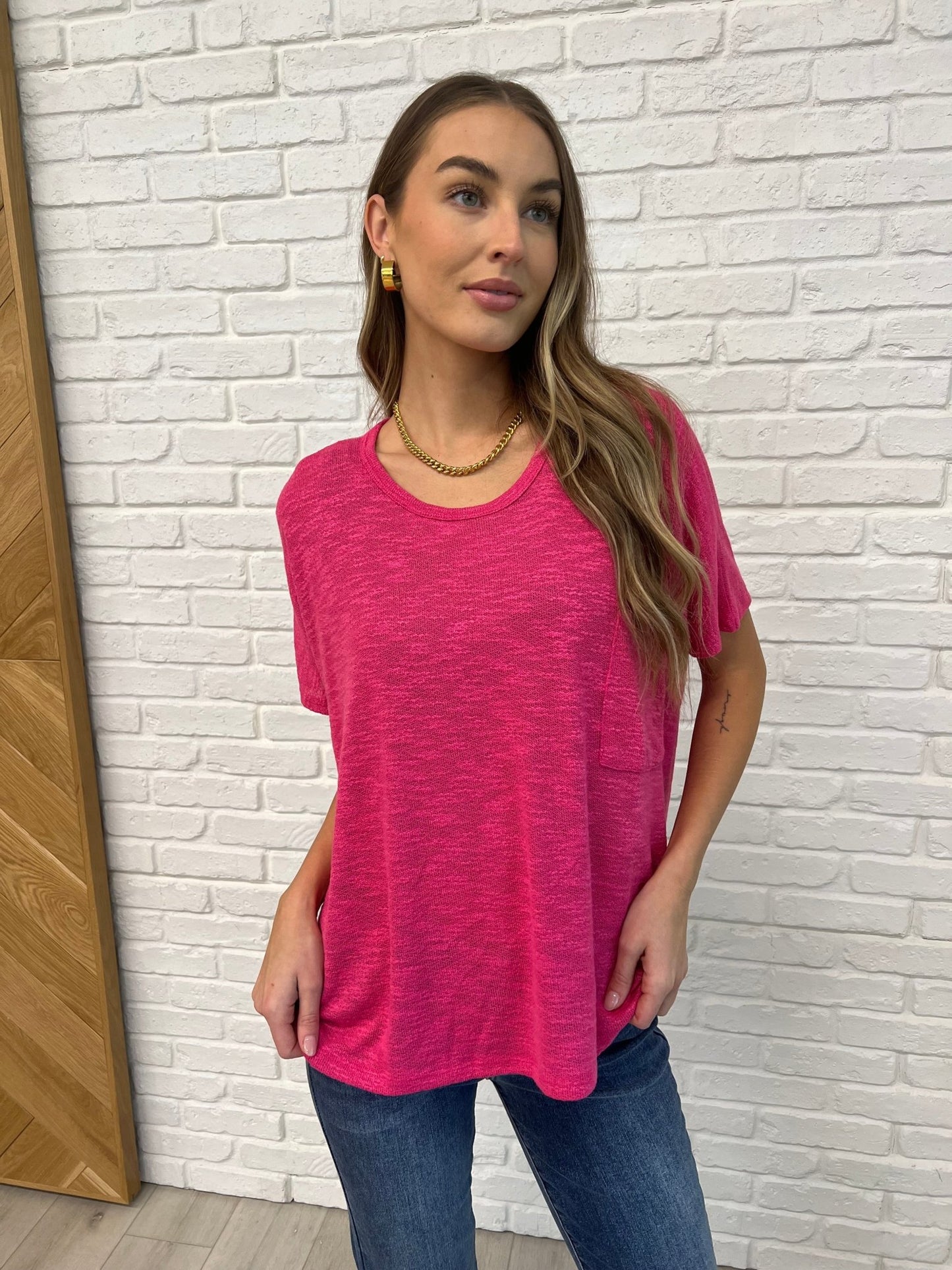 Basically Flowing Dolman Sleeve Top in Hot Pink - Driftwood Boutique