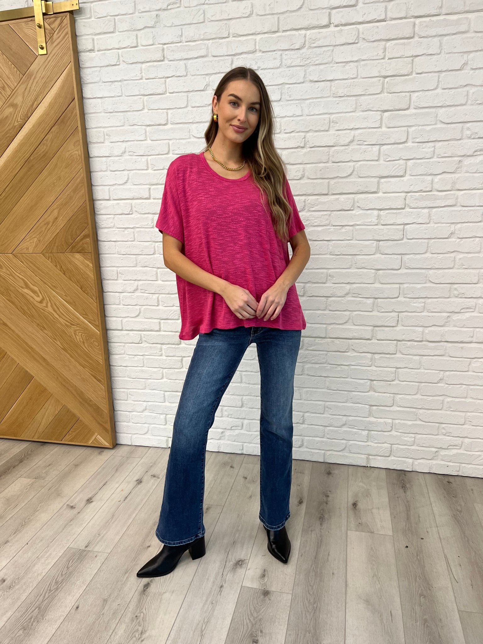 Basically Flowing Dolman Sleeve Top in Hot Pink - Driftwood Boutique