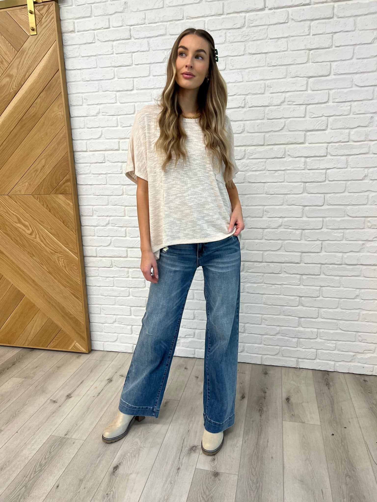 Basically Flowing Dolman Sleeve Top in Sand Beige - Driftwood Boutique