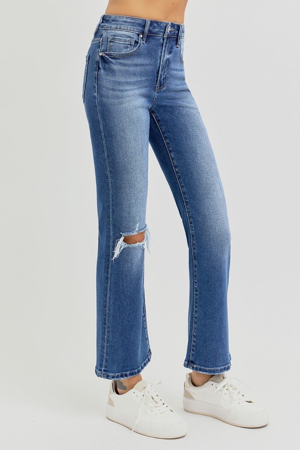 Bethany High Rise Distressed Crop Flare Jeans - Driftwood Boutique