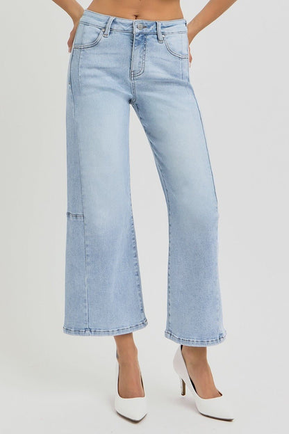 Betsy High Rise Seamed Detail Wide Leg Crop Jeans - Driftwood Boutique