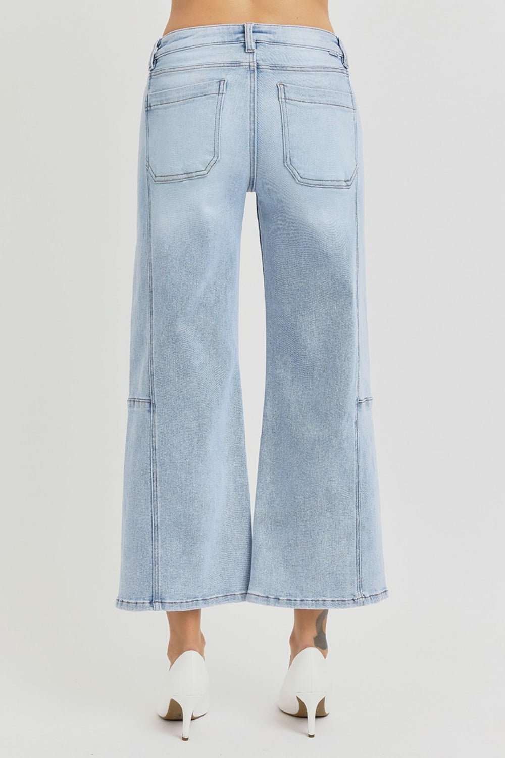 Betsy High Rise Seamed Detail Wide Leg Crop Jeans - Driftwood Boutique