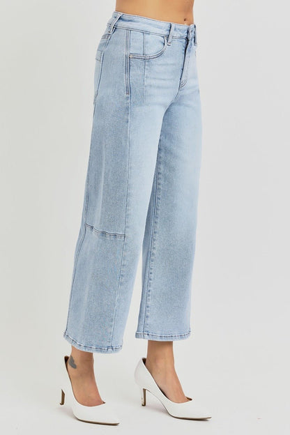 Betsy High Rise Seamed Detail Wide Leg Crop Jeans - Driftwood Boutique