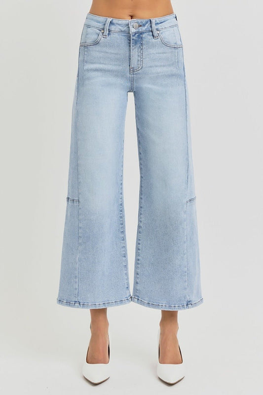 Betsy High Rise Seamed Detail Wide Leg Crop Jeans - Driftwood Boutique