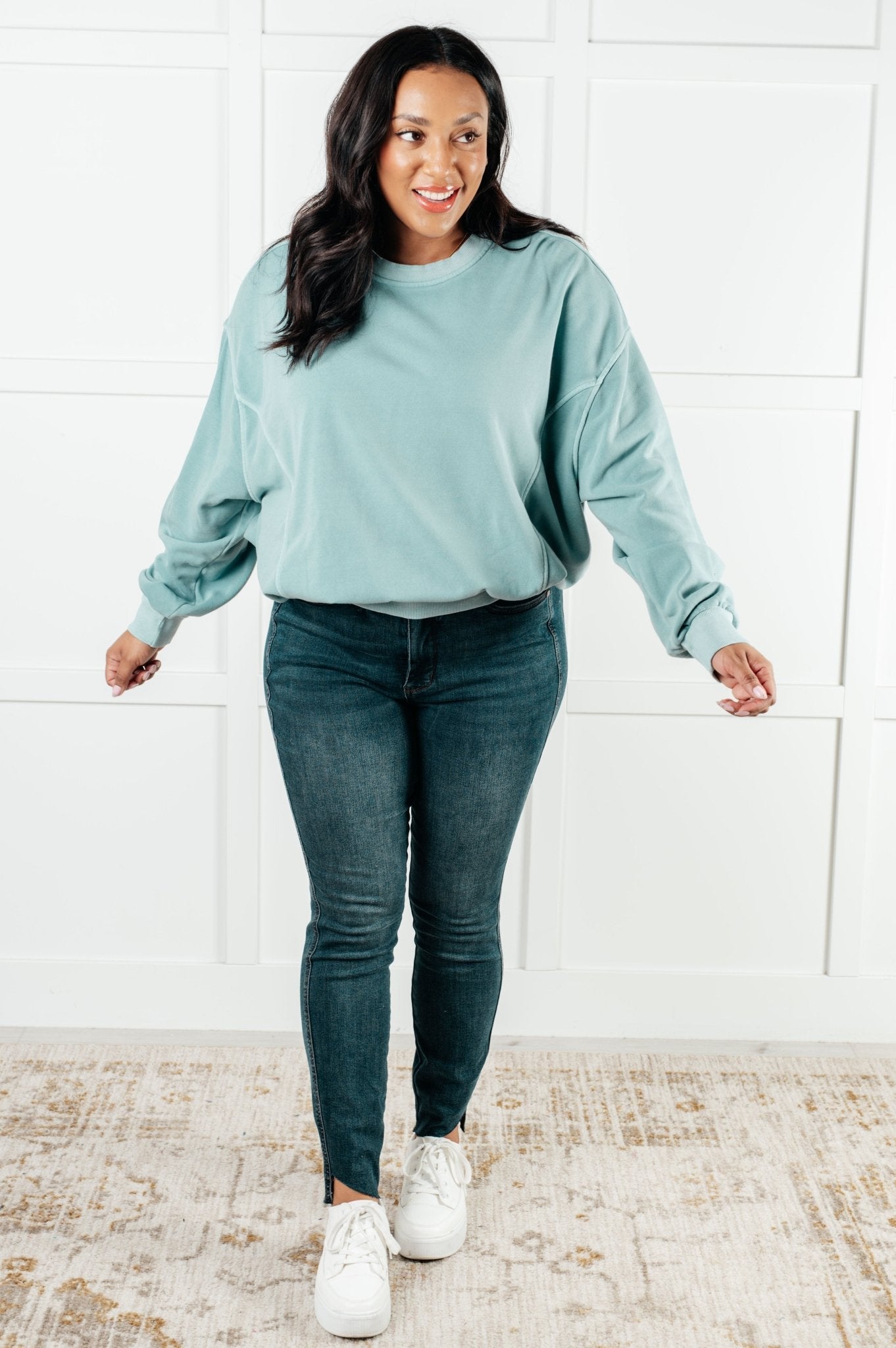 Beyond the Basics Pullover in Blue Grey - Driftwood Boutique