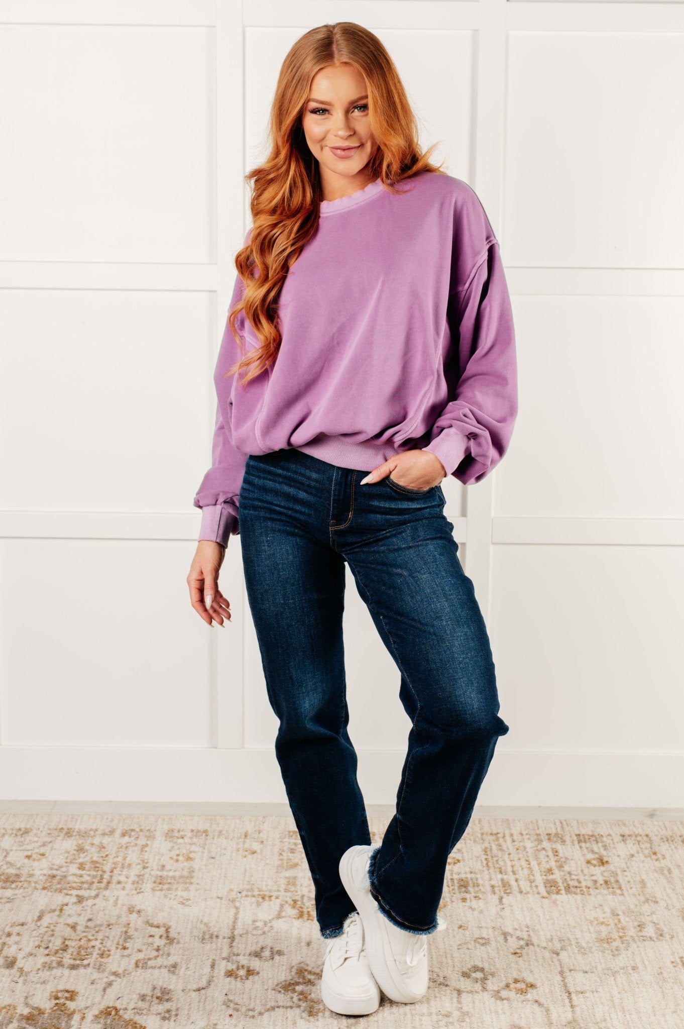 Beyond the Basics Pullover in Violet - Driftwood Boutique