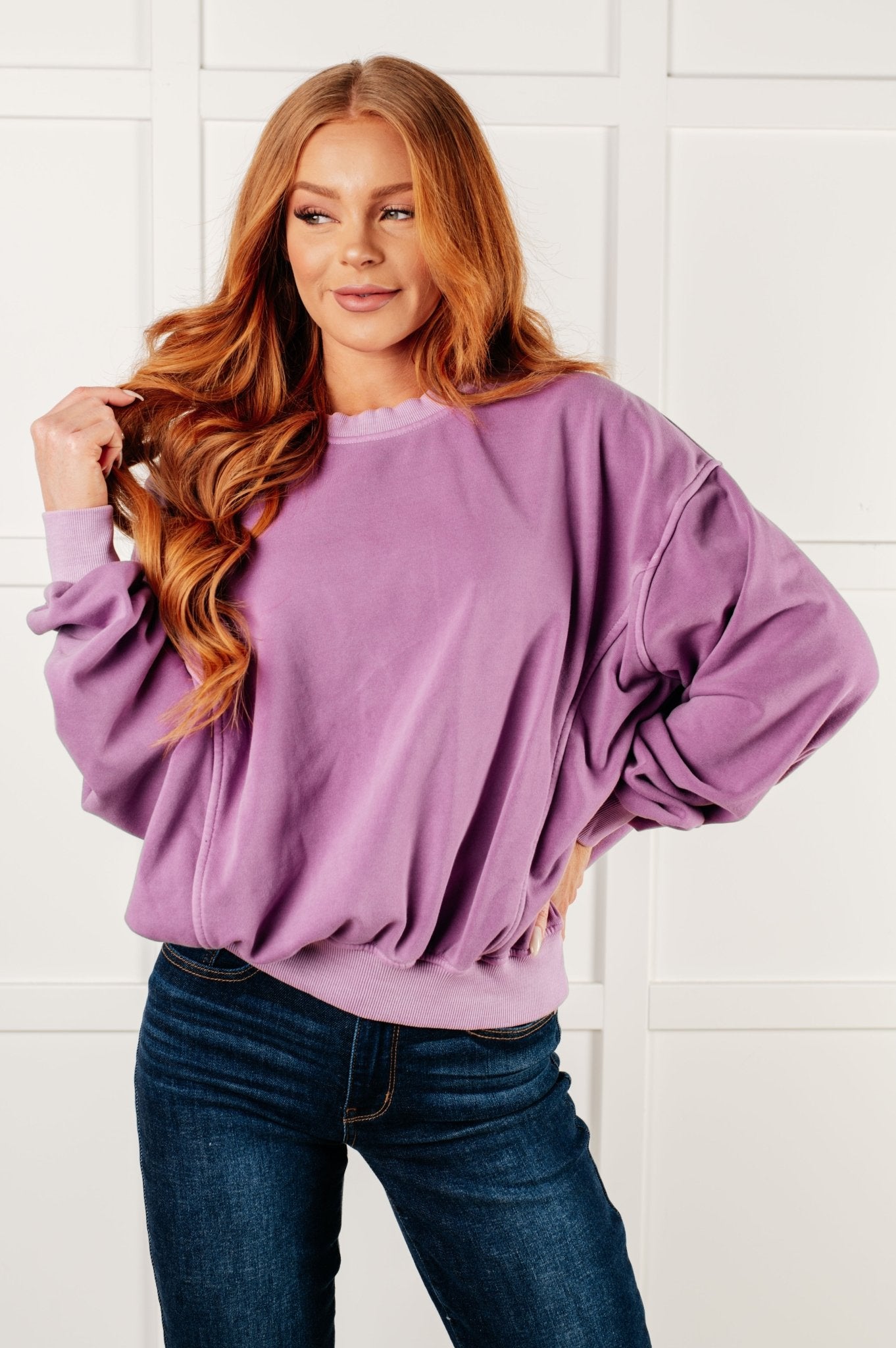 Beyond the Basics Pullover in Violet - Driftwood Boutique