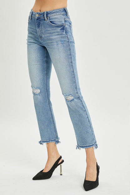 Florence High Rise Distressed Cropped Straight Jeans