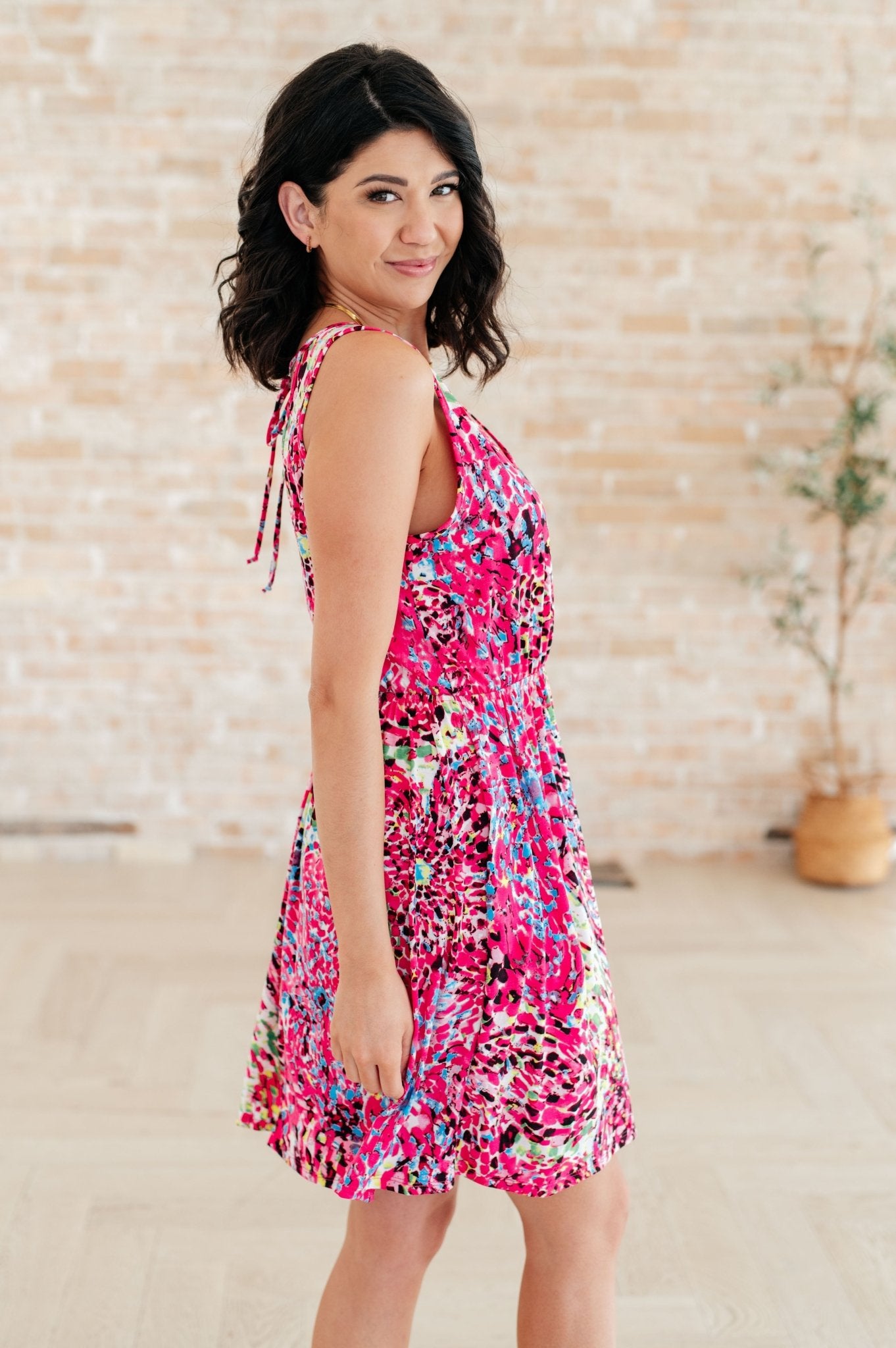 Bless Your Heart V - Neck Dress in Neon Fuchsia - Driftwood Boutique