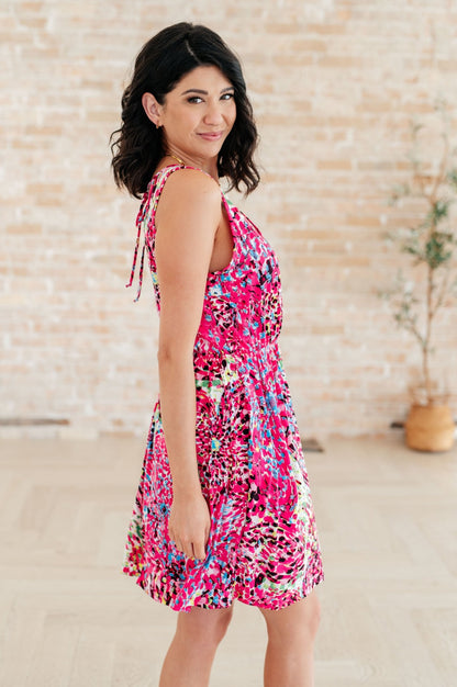 Bless Your Heart V - Neck Dress in Neon Fuchsia - Driftwood Boutique