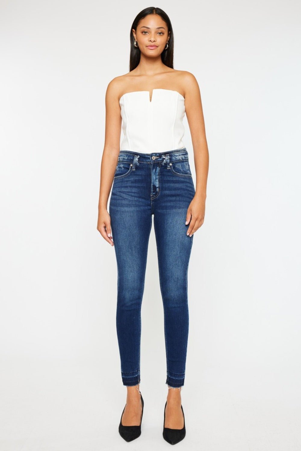 Brenna High Rise Raw Hem Ankle Skinny Jeans - Driftwood Boutique