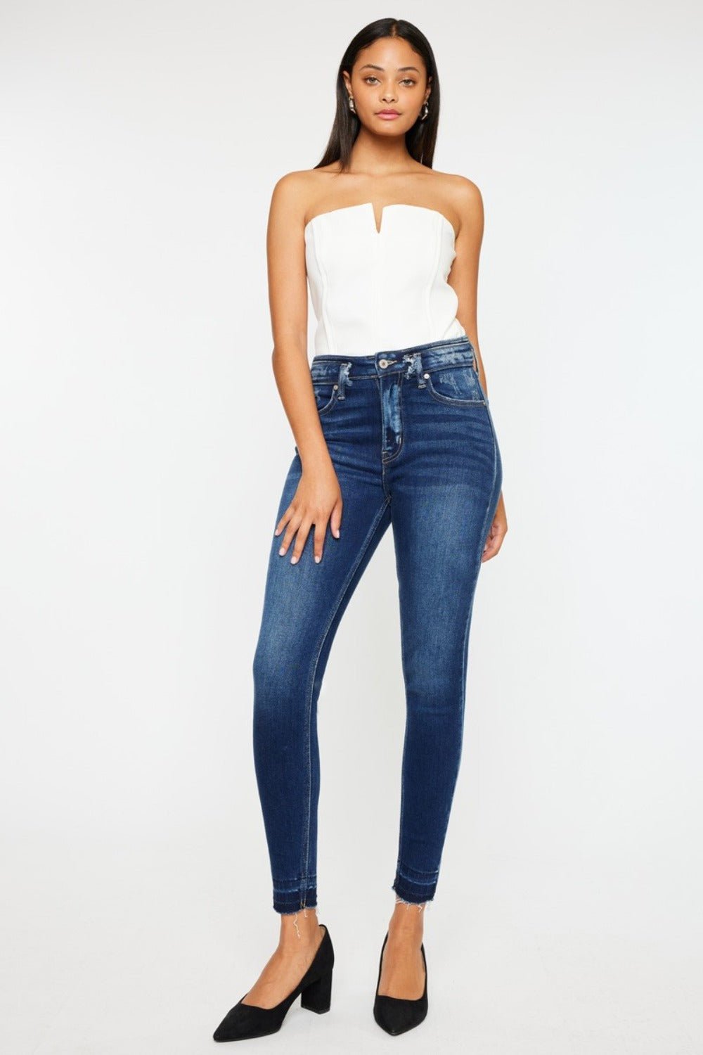 Brenna High Rise Raw Hem Ankle Skinny Jeans - Driftwood Boutique