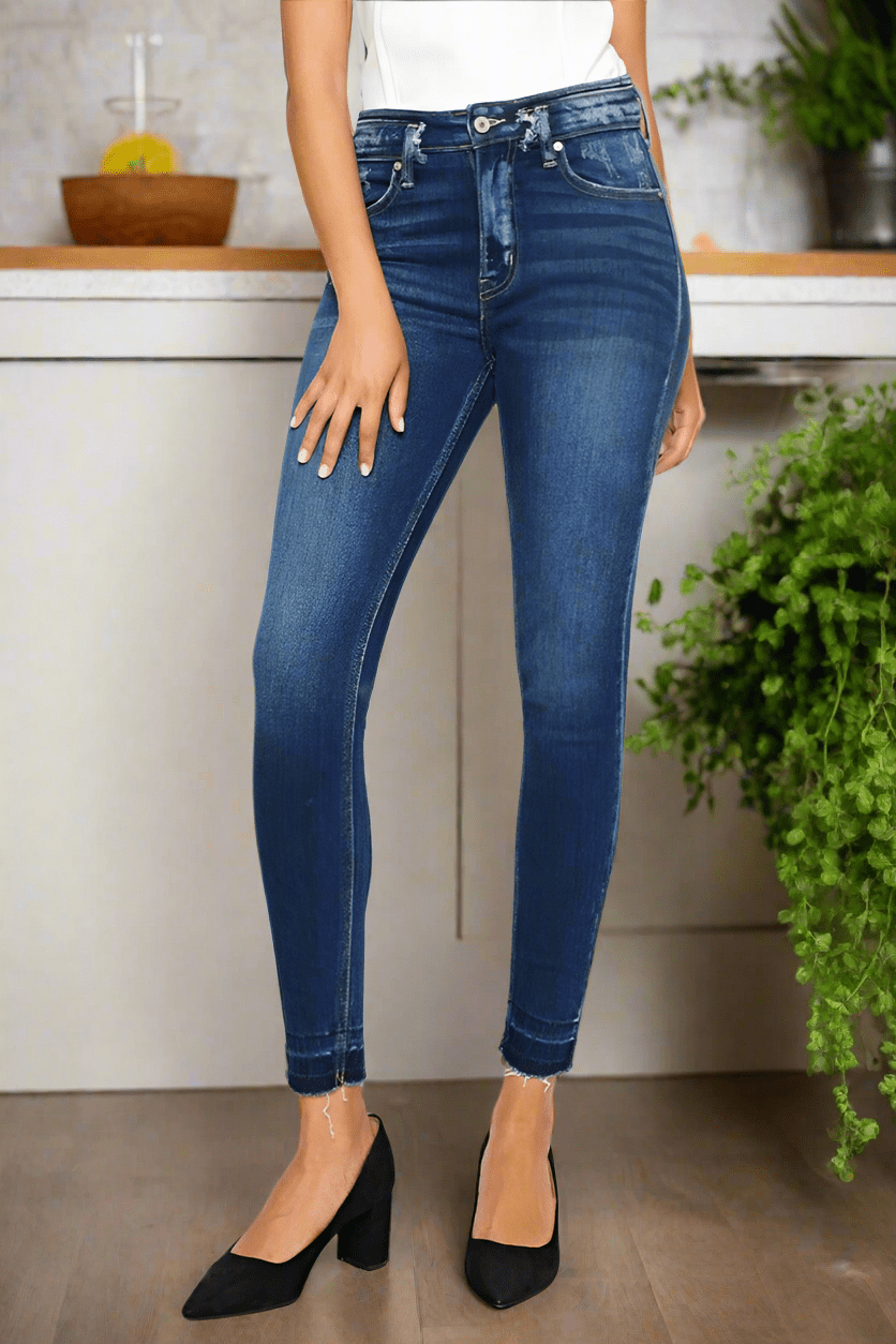 Brenna High Rise Raw Hem Ankle Skinny Jeans - Driftwood Boutique