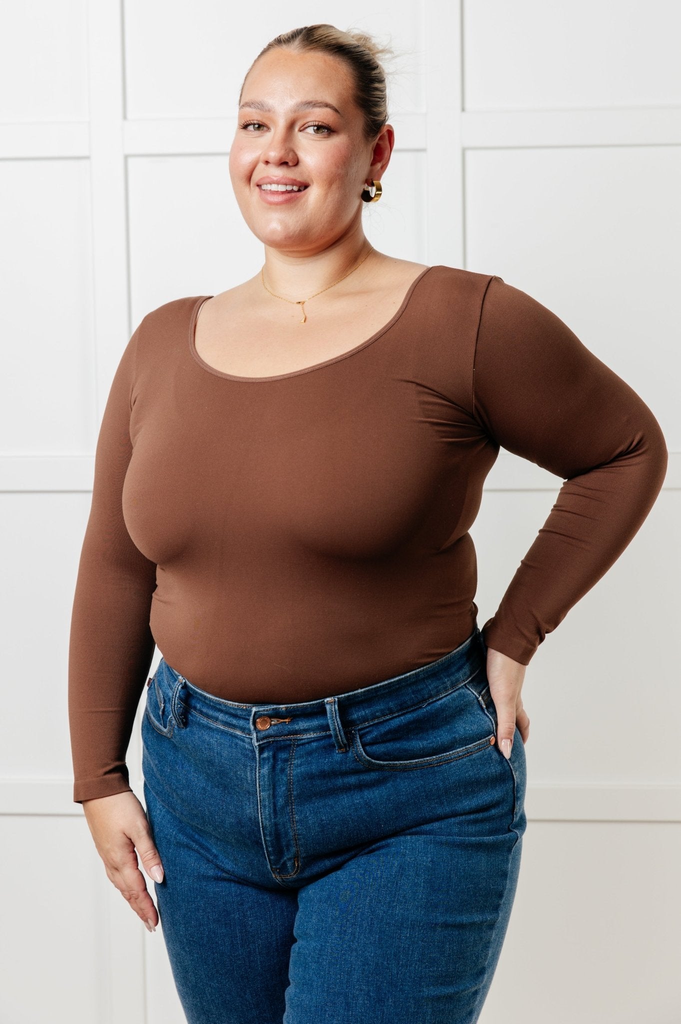 Bring in the Basics Seamless Reversible V - Neck Coffee - Driftwood Boutique