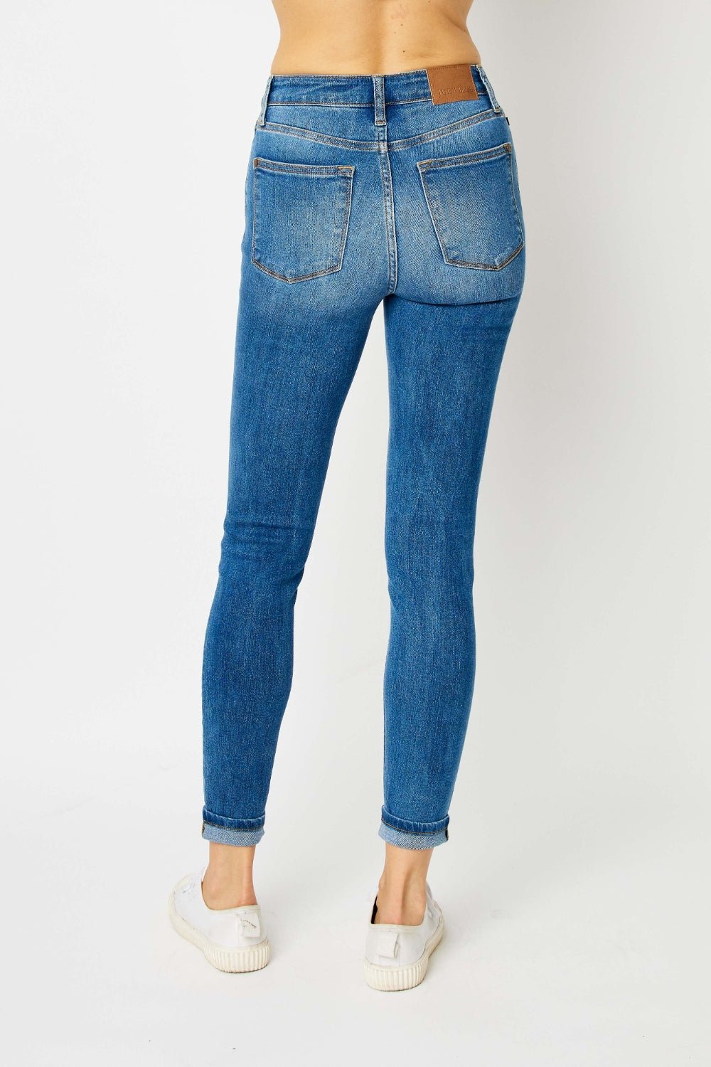 Britt Mid Rise Cuffed Hem Skinny Jeans - Driftwood Boutique