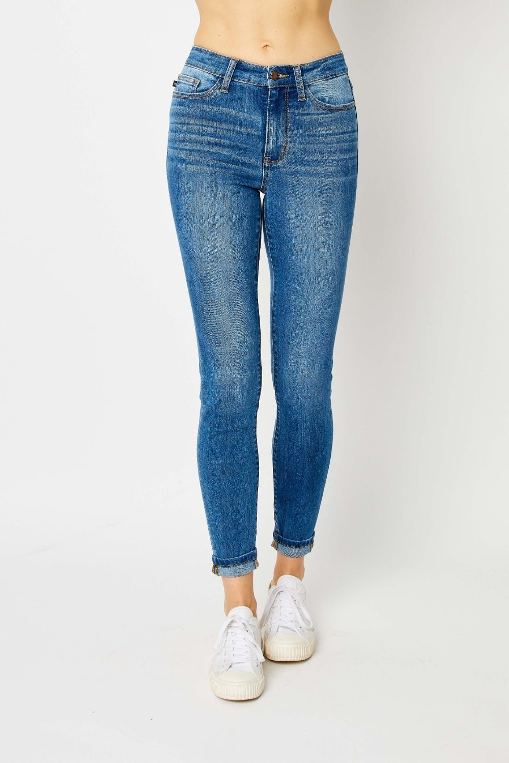 Britt Mid Rise Cuffed Hem Skinny Jeans - Driftwood Boutique