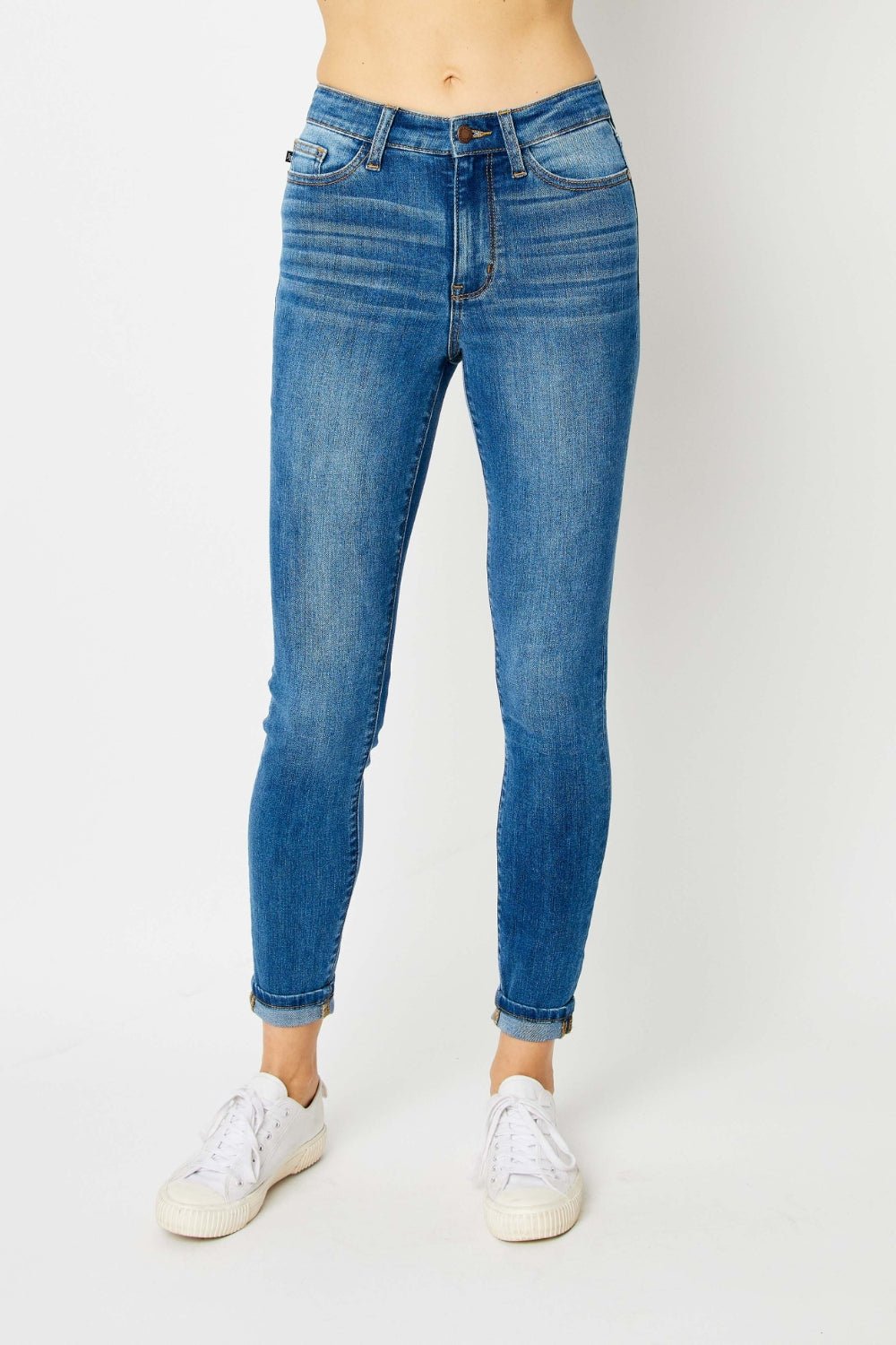 Britt Mid Rise Cuffed Hem Skinny Jeans - Driftwood Boutique