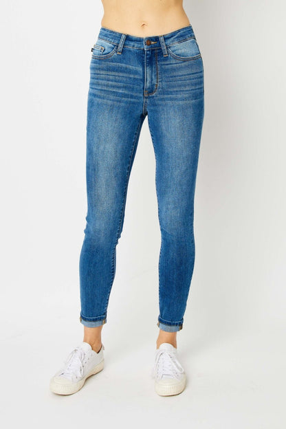 Britt Mid Rise Cuffed Hem Skinny Jeans - Driftwood Boutique