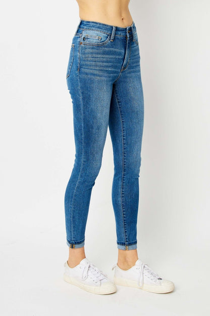 Britt Mid Rise Cuffed Hem Skinny Jeans - Driftwood Boutique