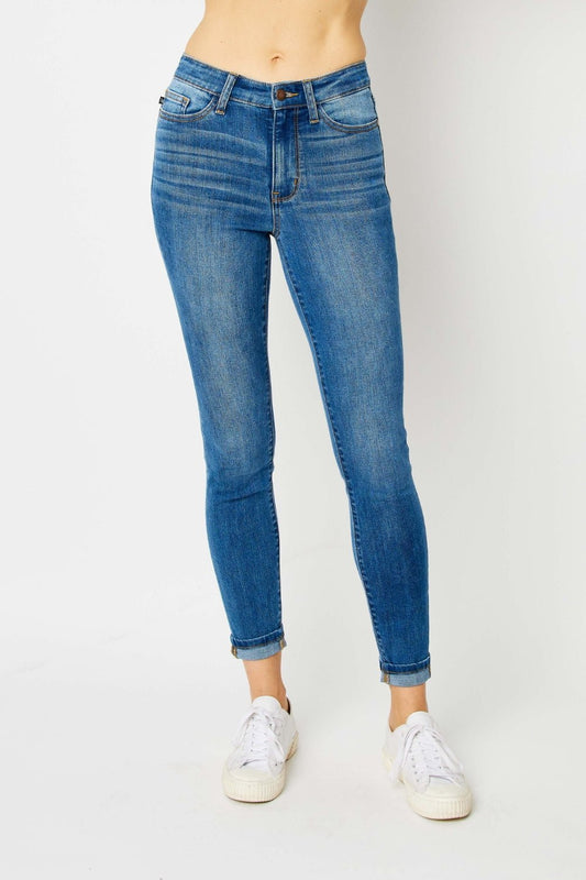 Britt Mid Rise Cuffed Hem Skinny Jeans - Driftwood Boutique