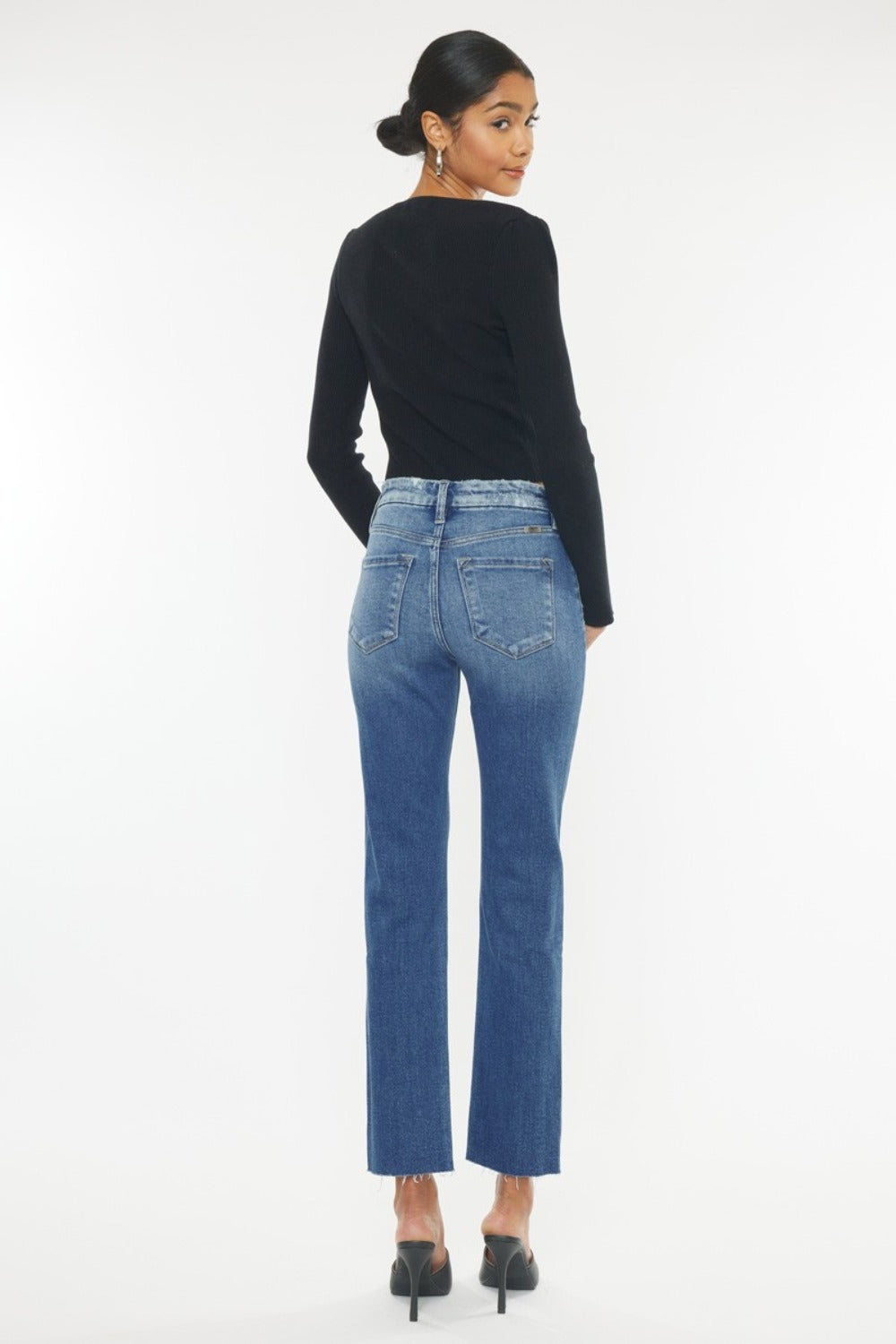Connie High Rise Wide Waistband Slim Straight Jeans