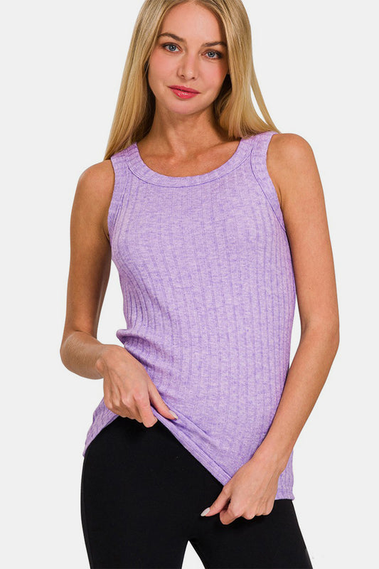 Zenana Ribbed Round Neck Tank