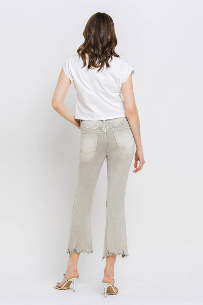 Mya Raw Hem Cropped Flare Jeans