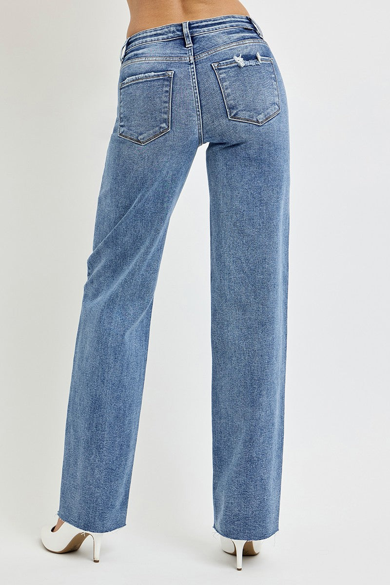 Karla High Rise Raw Hem Straight Leg Jeans