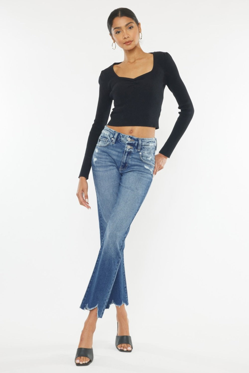 Connie High Rise Wide Waistband Slim Straight Jeans