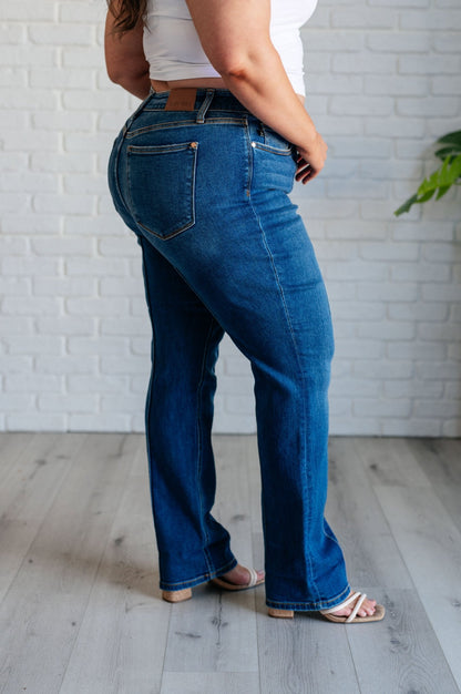 Campbell High Rise Center Seam Detail Straight Jeans - Driftwood Boutique