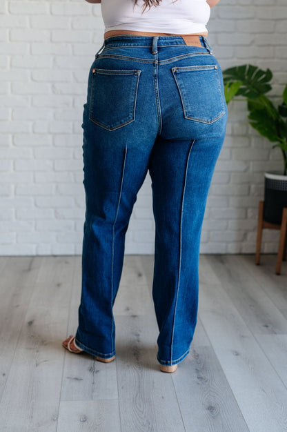 Campbell High Rise Center Seam Detail Straight Jeans - Driftwood Boutique