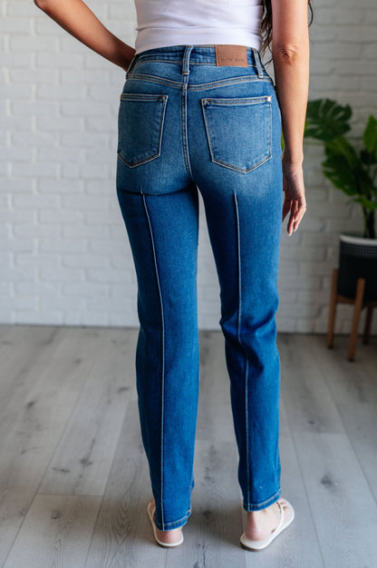 Campbell High Rise Center Seam Detail Straight Jeans - Driftwood Boutique