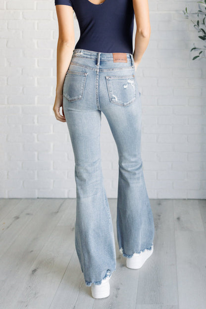 Caroline Mid Rise Control Top Distressed Flare Jeans - Driftwood Boutique