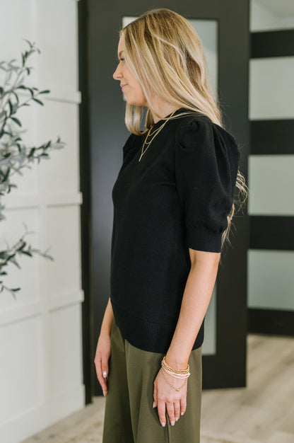Casually Classy Puff Sleeve Blouse in Black - Driftwood Boutique