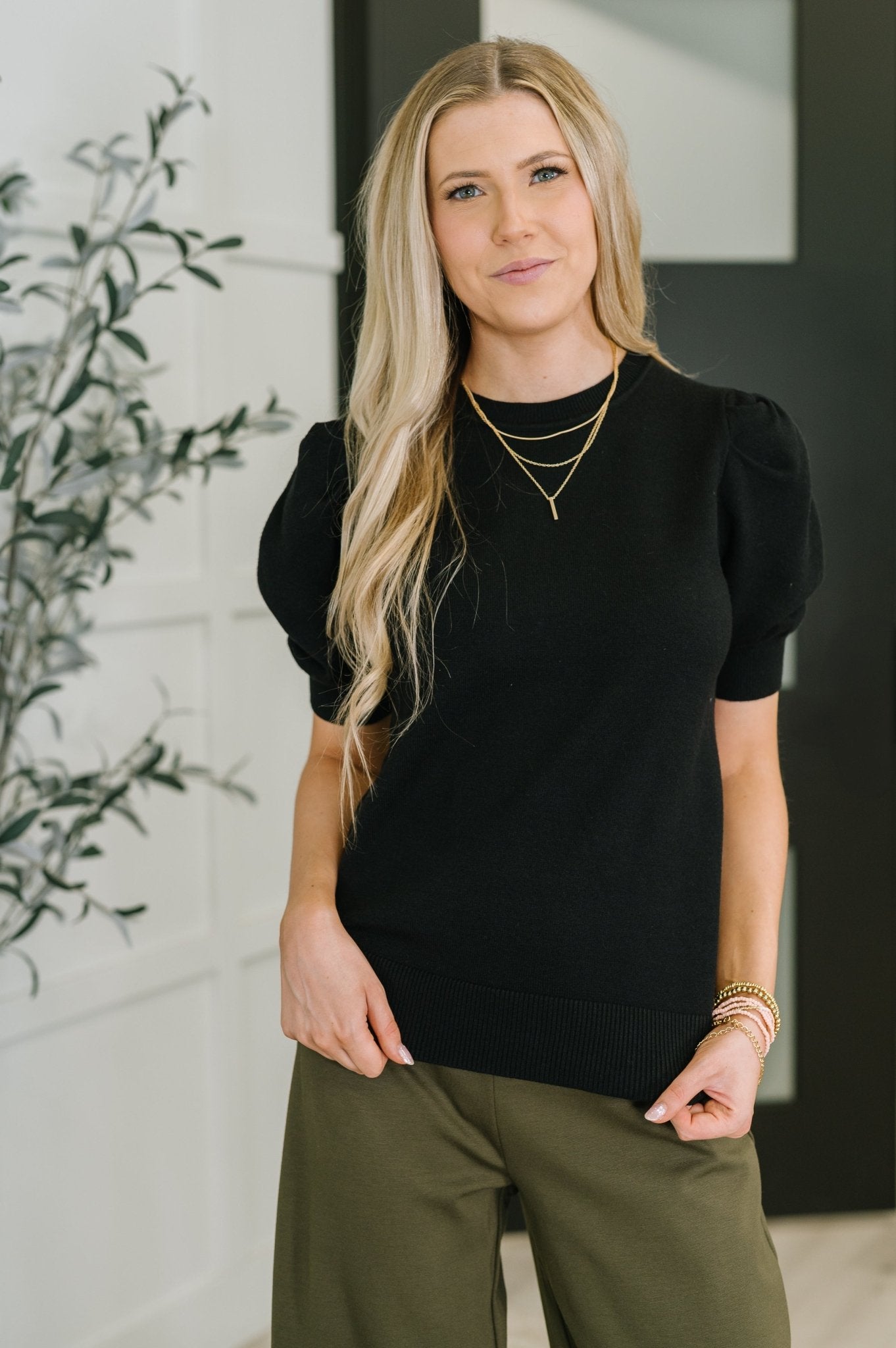 Casually Classy Puff Sleeve Blouse in Black - Driftwood Boutique